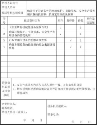 購置用于符合條件的環境保護、節能節水、安全生產等專用設備的投資額,按規定比例抵免稅額報送資料清單